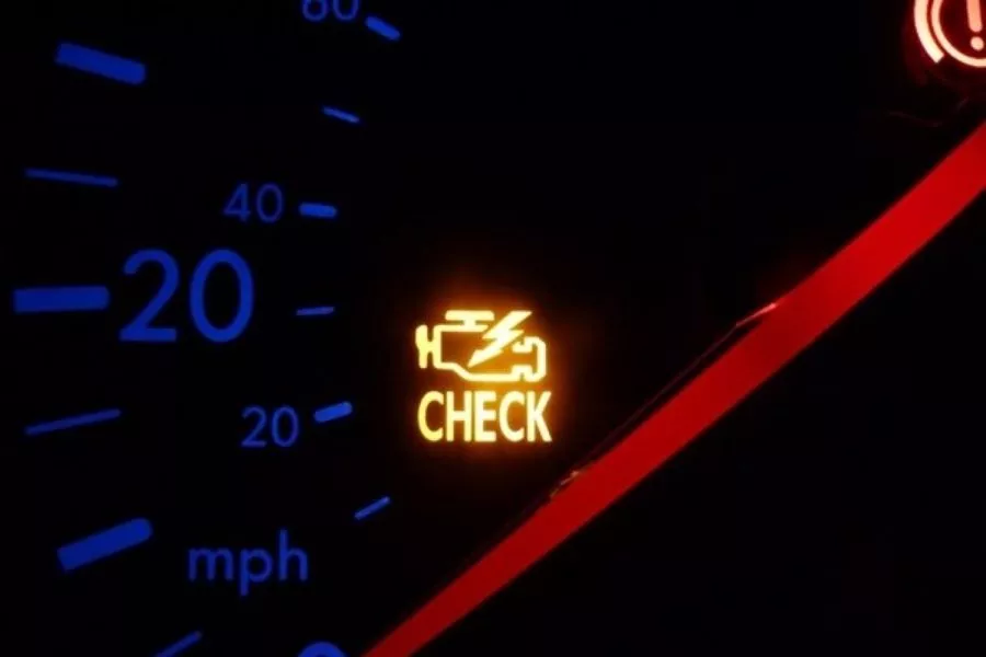 A picture of a check engine light turned on