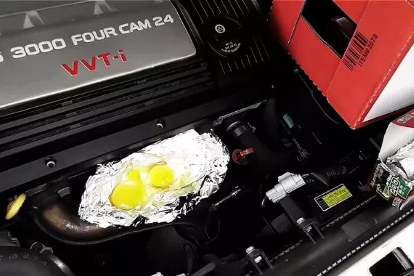 Checking car for sizzling sounds