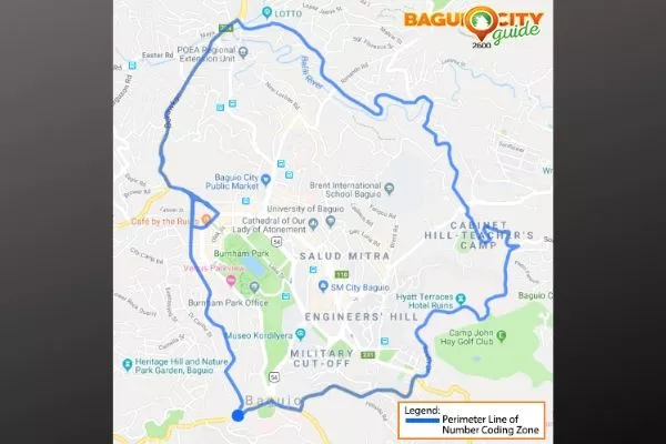 The Perimeter of the Baguio City coding zone. baguio number coding scheme map