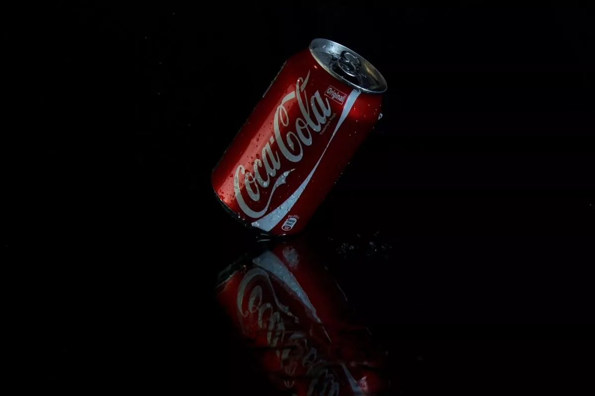 Coke with black background