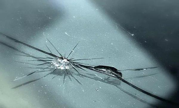 Cracked car windshield