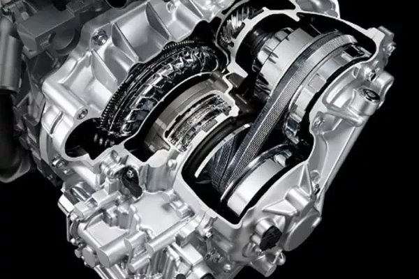 A picture of a the insides of a CVT 