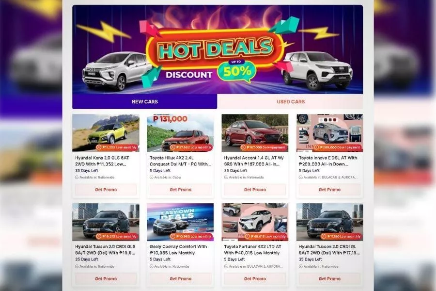 A picture of the Philkotse Hot Deals section