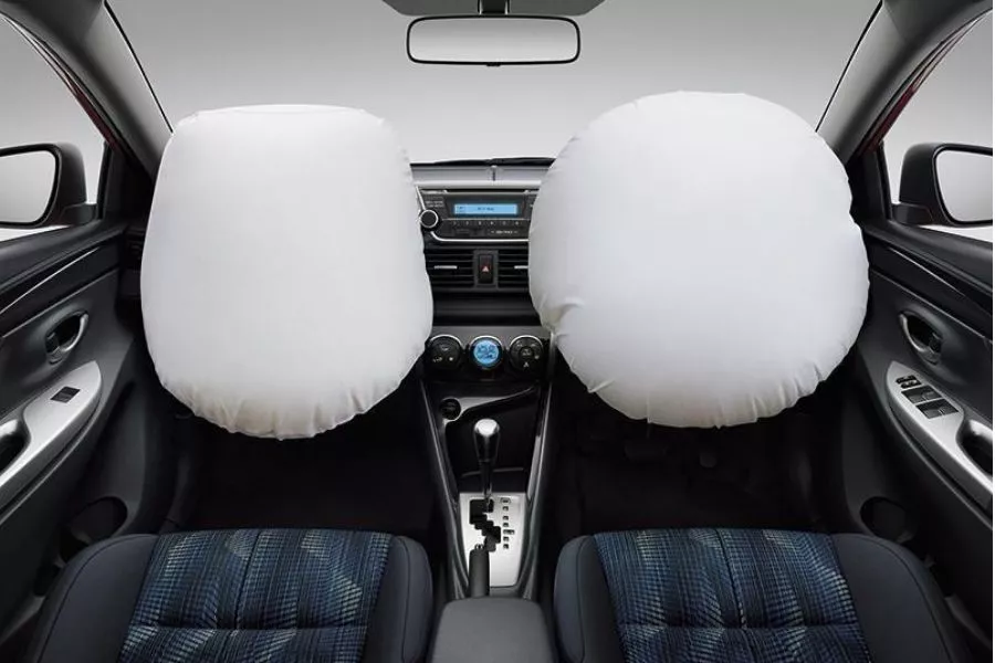 A picture of airbags mid-deployment