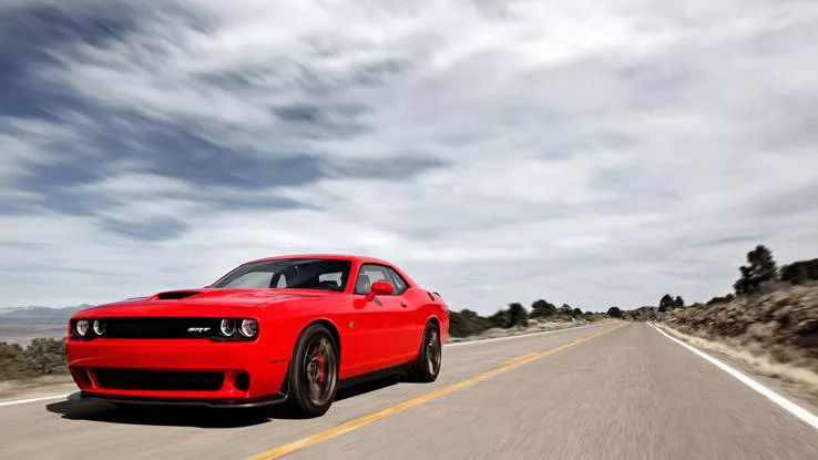 red Dodge Demon on road