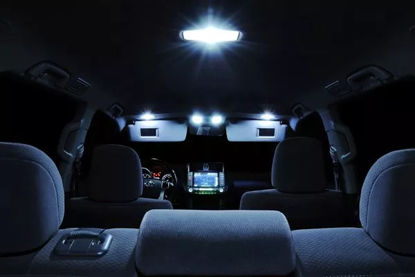 Car with open dome light