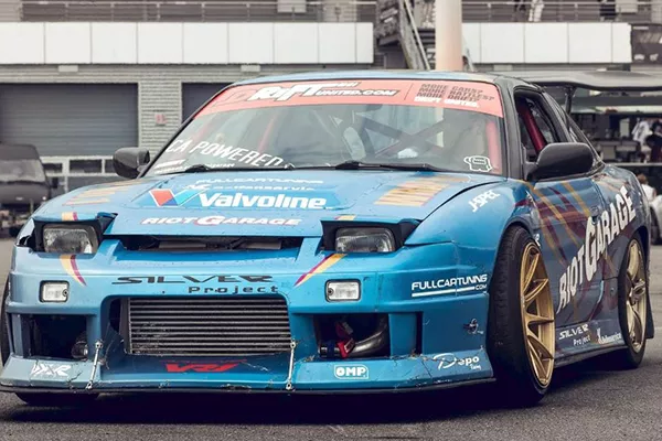 A picture of a drift car with negative camber