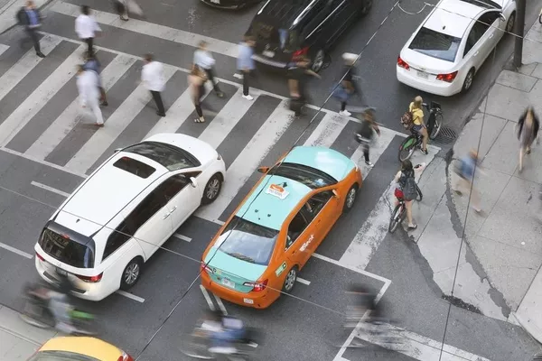 car to blocking the pedestrian lane