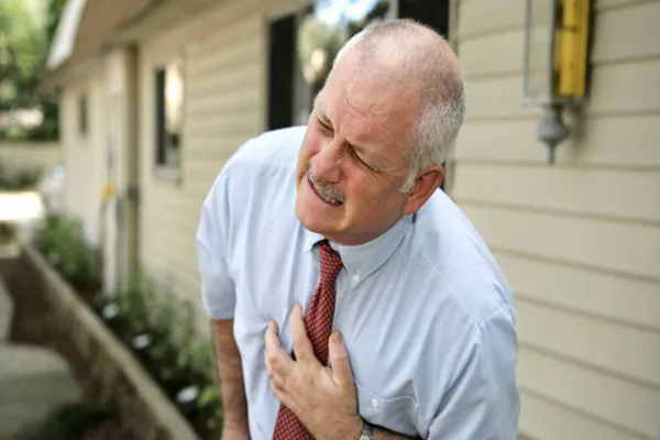 A person suffering from cardiac arrest will be greeted with an ambulance that has electrocardiograms. old man with chest pain