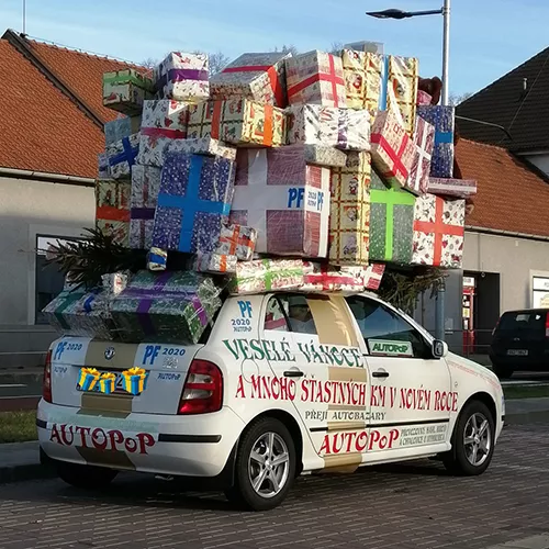 A picture of a car full of cargo