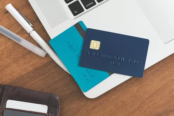 Laptop and credit card