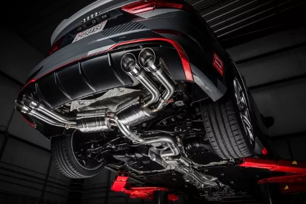 Underside of car with exhaust system 