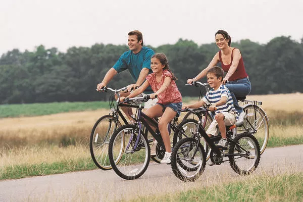 Whole family cycling