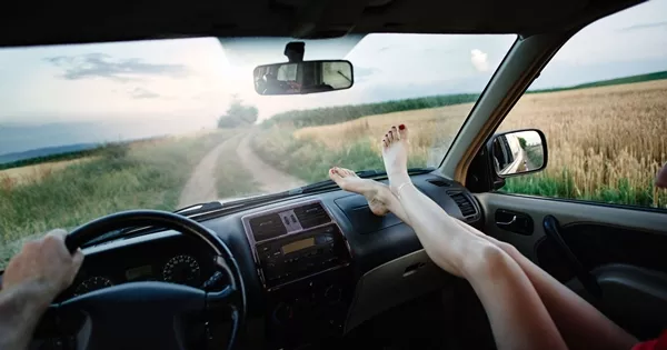 feet on dashboard
