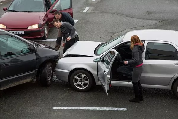 Road accident in the middle of the road