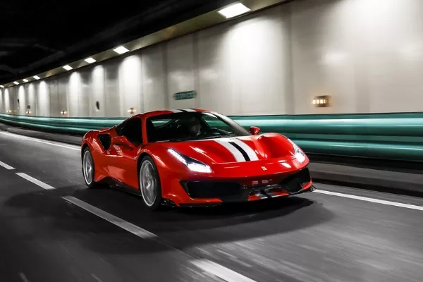 Ferrari 488 Pista in a tunnel
