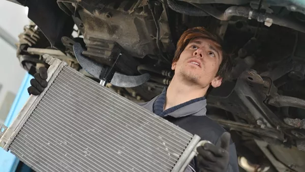 checking car radiator