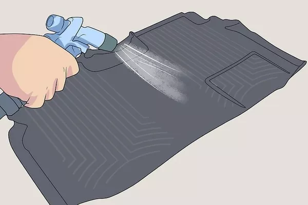 using hose to clean floor mats