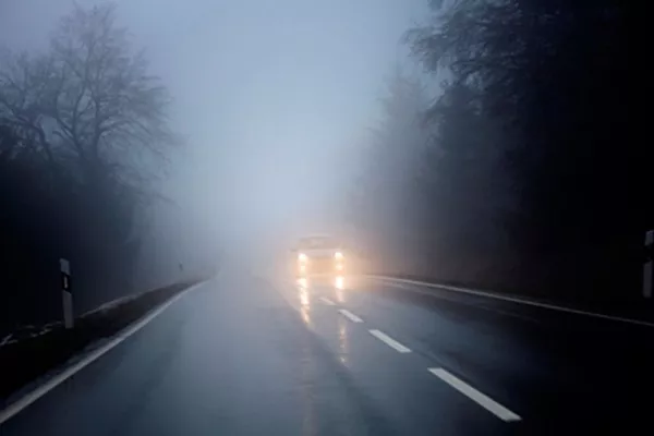 Listen to the local weather forecast and if possible, delay your trip until the weather is clear Foggy weather and car