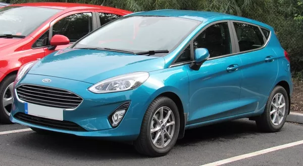A blue Ford Fiesta
