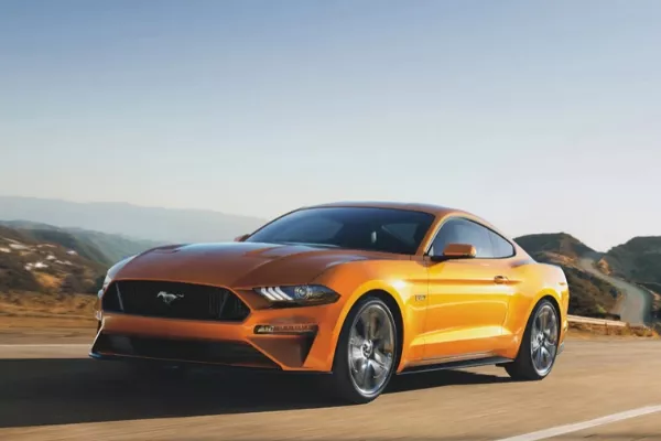 Ford Mustang on the road