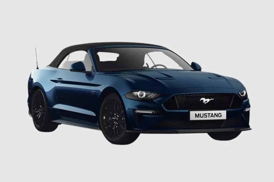 Ford Mustang in Antimatter Blue Metallic body color