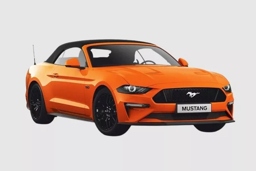 Ford Mustang in Twister Orange Metallic Tri-Coat body color