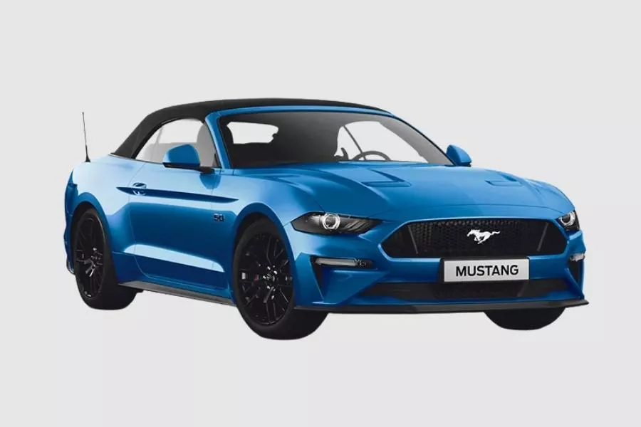 Ford Mustang in Velocity Blue Metallic body color