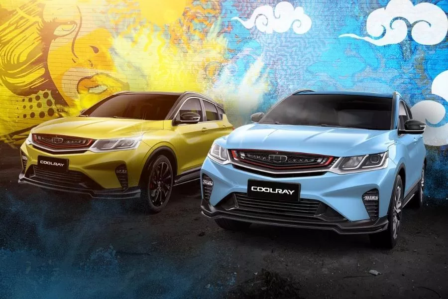 Geely Coolray Sunburst Gold and Cloud Blue body color options