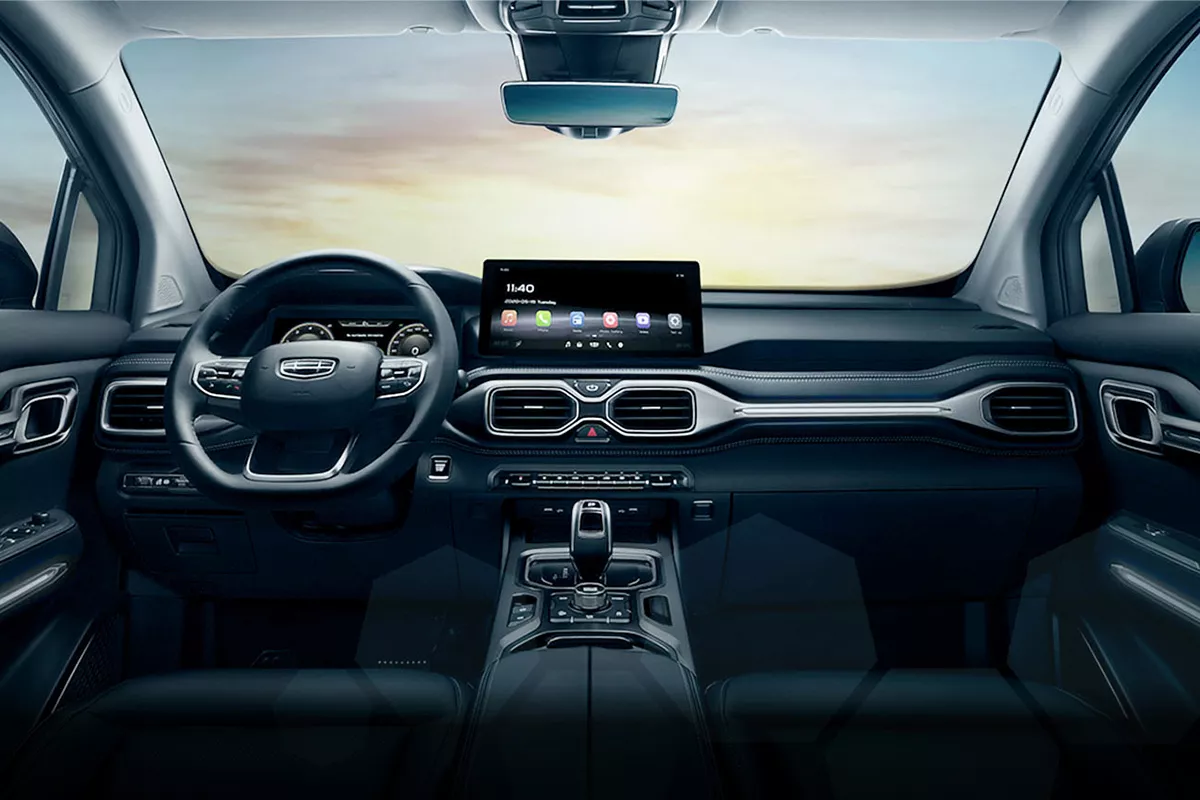 The cockpit of the Geely Okavango A Picture of the interior of the Geely Okavango