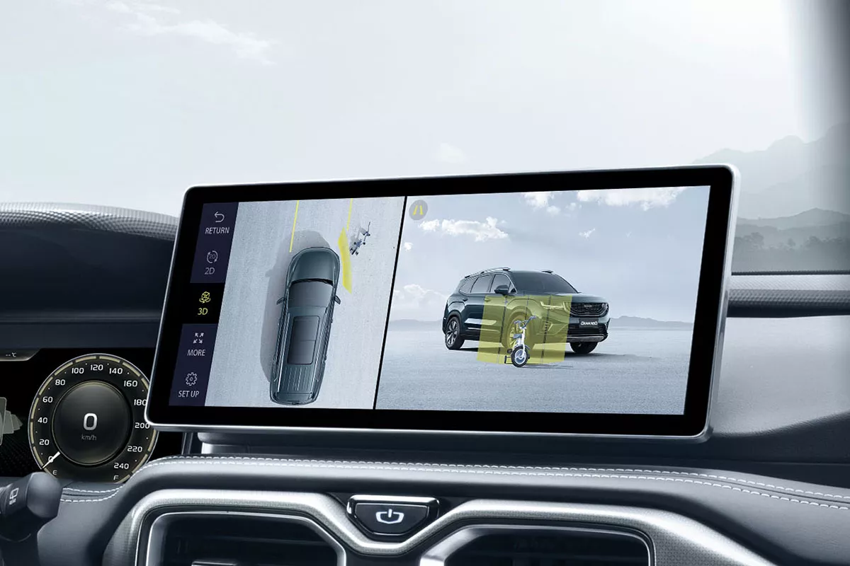 The screen is large, but it doesn't impede forward visibility A Picture of the Okavango's on-board infotainment system