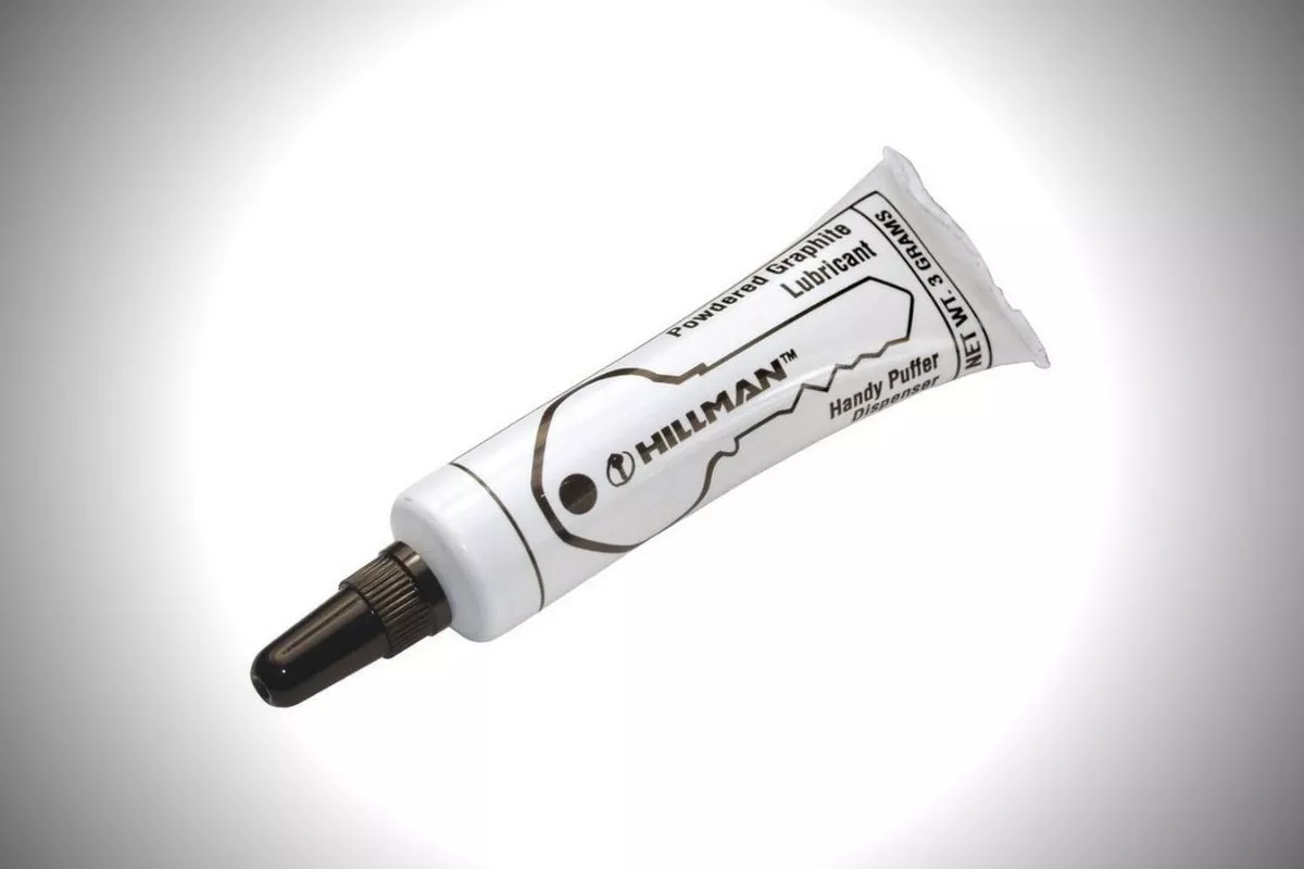 A picture of graphite lube in a tube