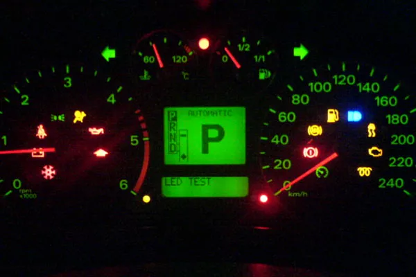 instrument panel with green lights