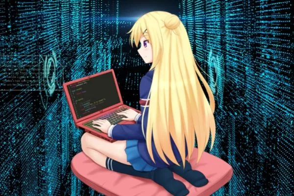 A picture of a hacker girl