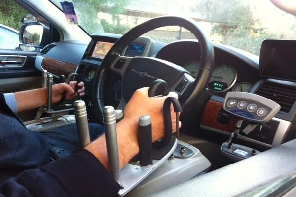 Modified hand controls of car