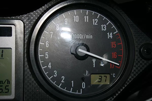A tachometer displaying very high rpms.