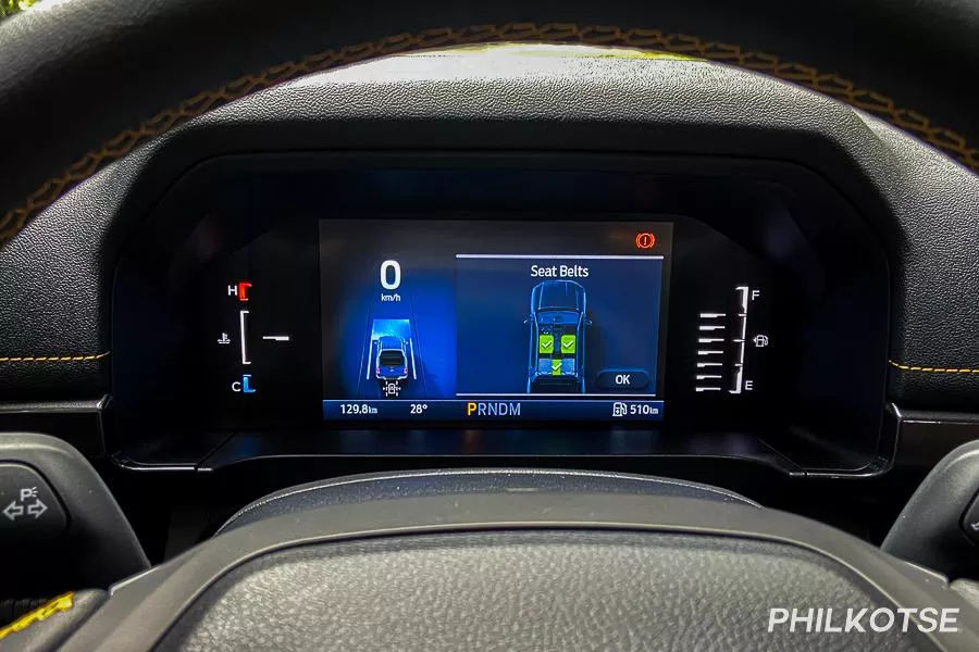 The status of the 2023 Ranger Wildtrak's many driver assist features are displayed on its digital gauge cluster A picture of the 2023 Ranger's gauge cluster