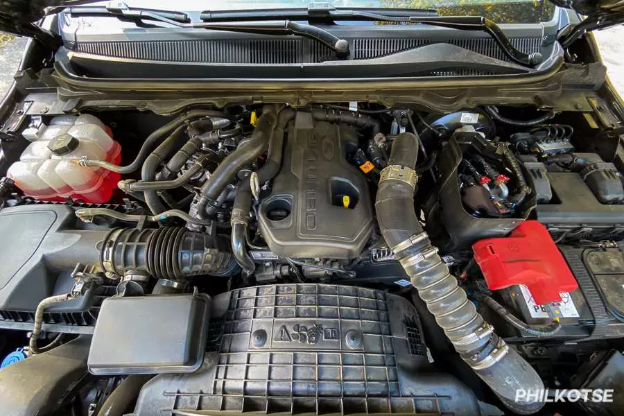 The 2.0-liter Biturbo is currently used by the Ranger Raptor, Ranger Biturbo, and Ranger FX4 Max A picture of the Ford Ranger's 2.0-liter Biturbo