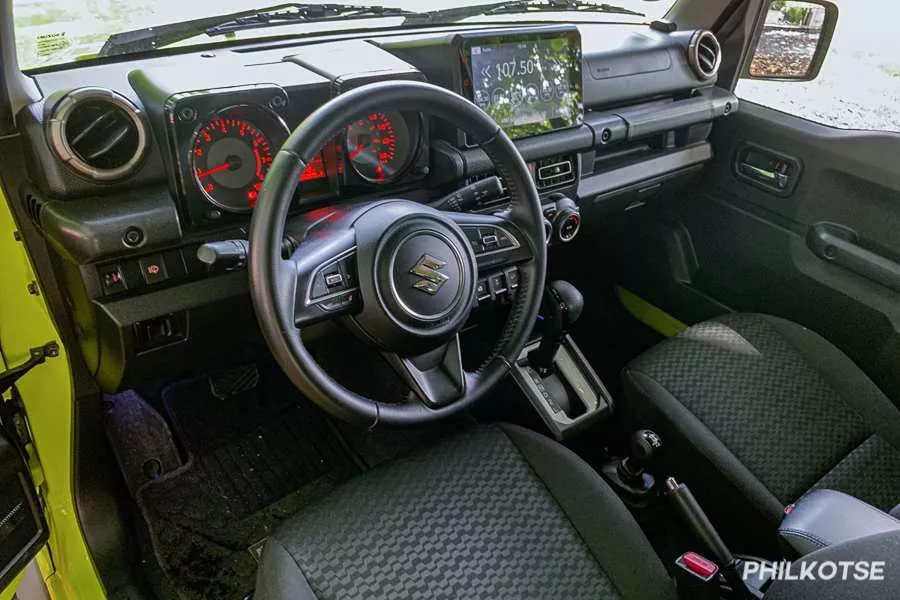 A picture of the interior of the Suzuki Jimny