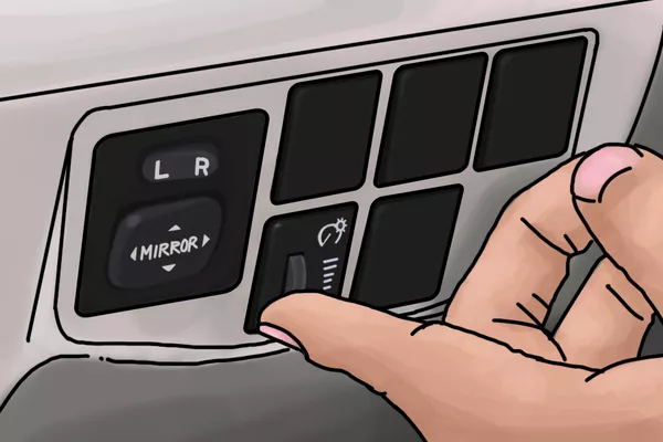 You might need to push different button combinations for the interior lights to come on Man pushing car buttons
