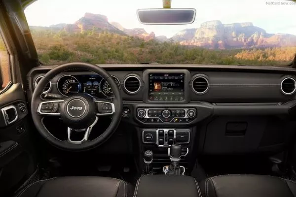 This is the Wrangler's dashboard. It's flat and simple, but its also rugged and easy to use A picture of the Wrangler's dashboard