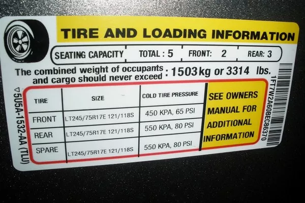 tire and loading information