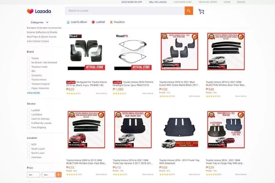 Toyota Innova Lazada accessories