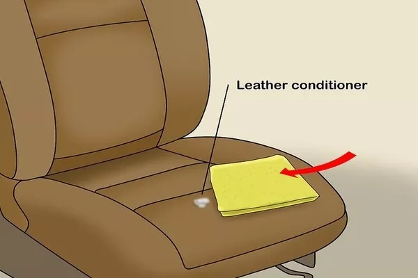 Leather conditioner on leather car seat