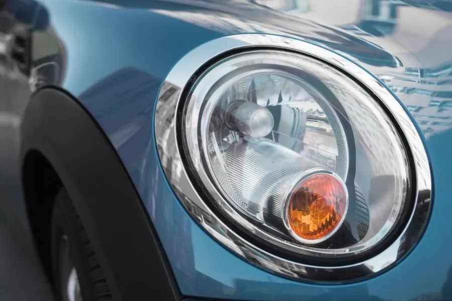 A picture of a car's headlamps