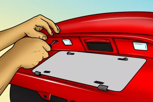 Take out the cover of the bulb Man taking out the cover of the bulb.