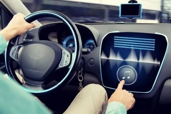 Man listening to songs inside the car