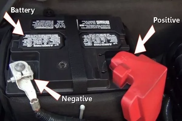 Locating the positive and negative terminals of your car battery. 