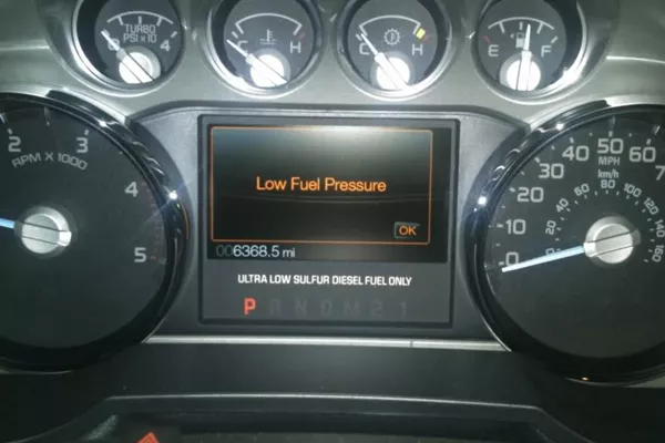low fuel pressure warning might be a fuel pump symptom of serious damage