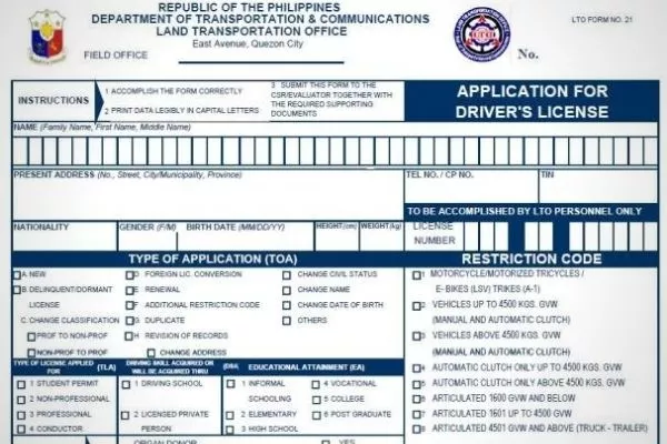 Bring the necessary forms to avoid inconvenience LTO Application Form Requirement 2020